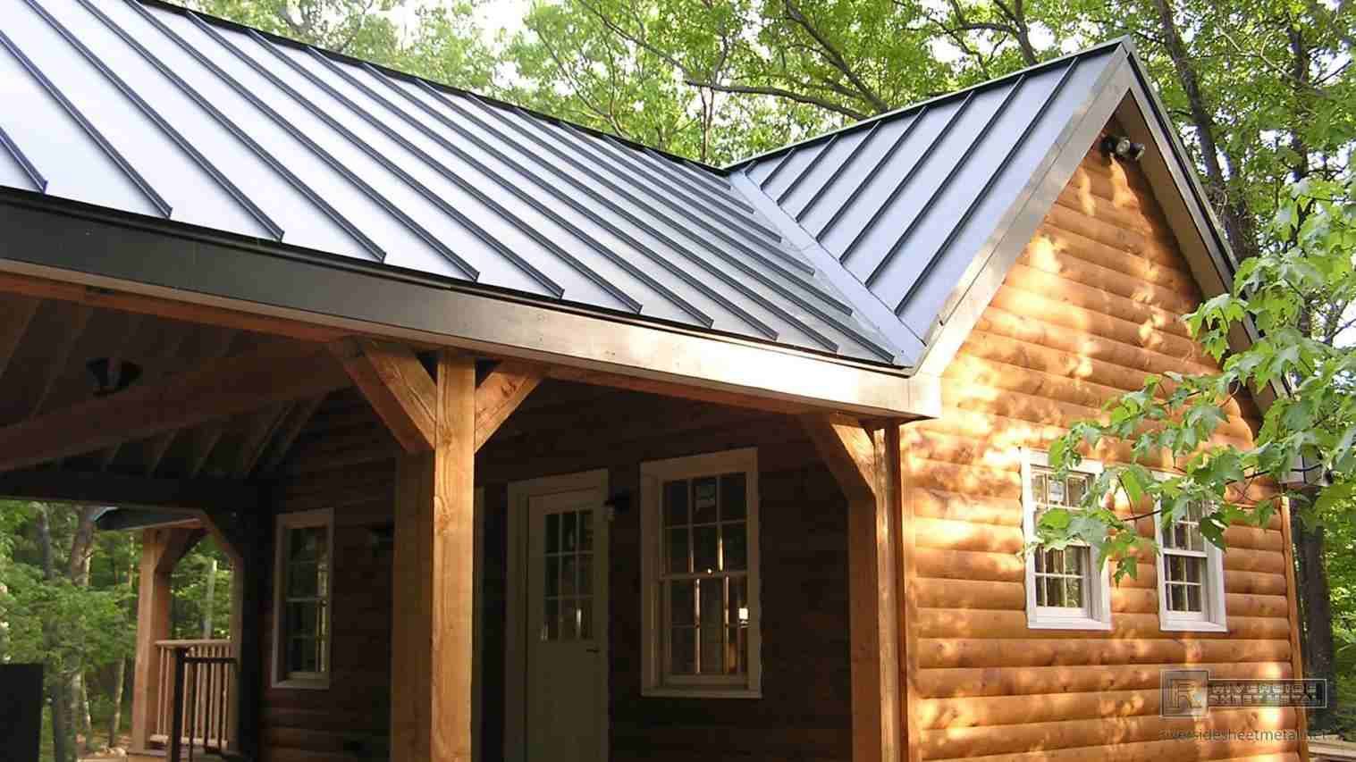 Standing-seam metal roof on a timber home